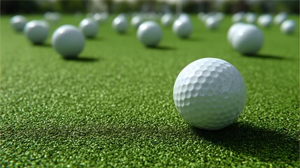 Naklejka premium Golf Balls on Perfectly Manicured Putting Green - Close Up