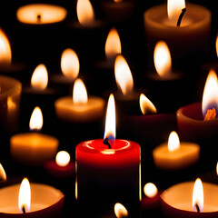 Burning candles on a black background