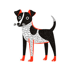 Hand drawn flat vector illustration of a dog standing with a playful expression  