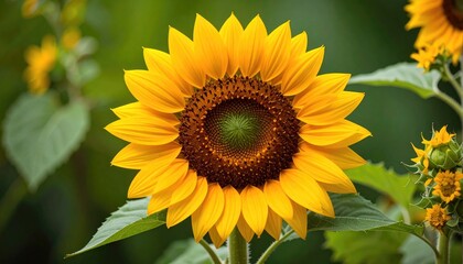 Vibrant sunflower in a garden setting