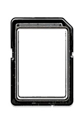 SD card frame isolated against a white background, perfect for technology designs or presenting digital storage concepts.