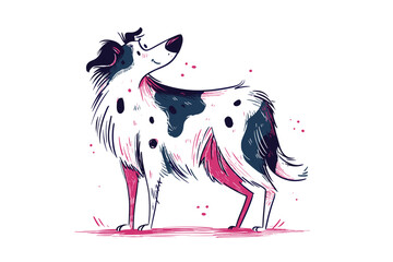 Hand drawn flat vector illustration of a dog with playful expression  