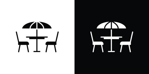 Terrace icons flat vector concept. Black and white illustrations © Annimo