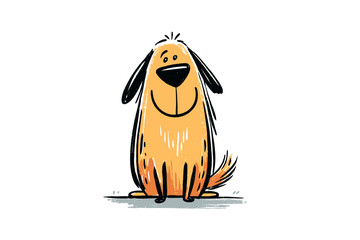Happy cartoon dog sitting and smiling in a hand drawn style  