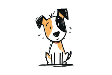 Hand drawn flat vector illustration of a sitting dog with brown spots  