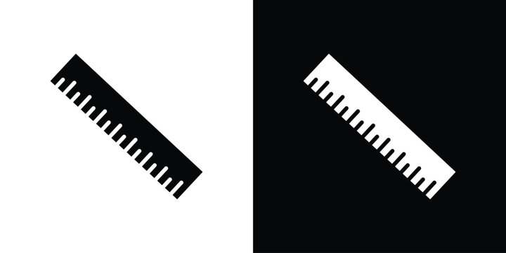 Ruler icons flat vector concept. Black and white illustrations