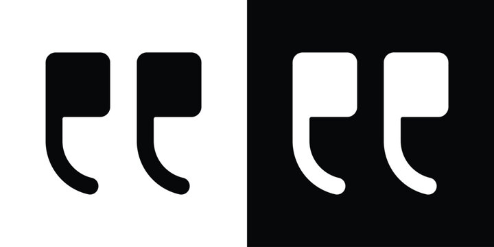 Quote right icons flat vector concept. Black and white illustrations