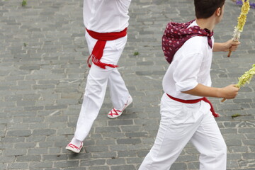 Basque young dancers in the street