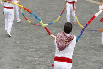 Basque young dancers in the street