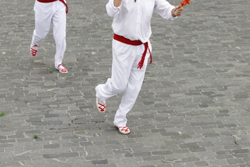 Basque young dancers in the street
