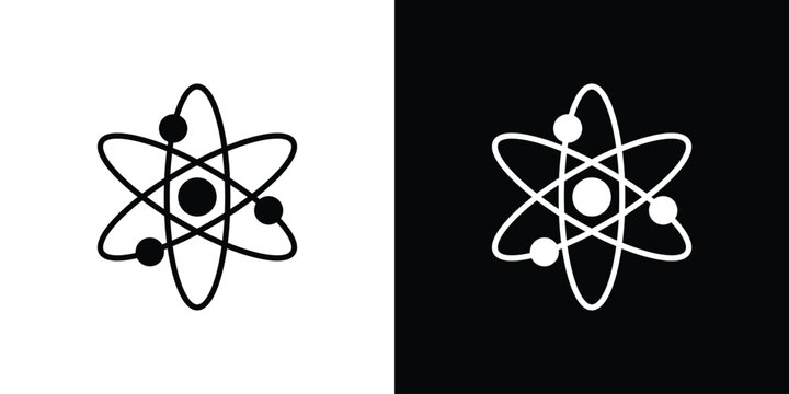 Physics icons flat vector concept. Black and white illustrations