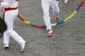 Basque young dancers in the street