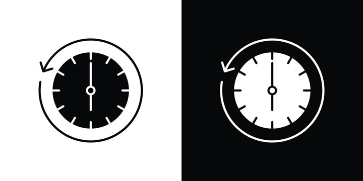 Past time icons flat vector concept. Black and white illustrations