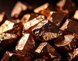 Close-up of rough, golden copper rocks