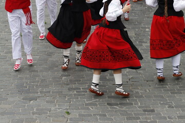 Basque folk dancers in traditional costume