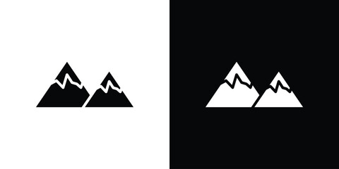 Mountains icons flat vector concept. Black and white illustrations © Annimo