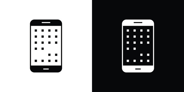 Mobile notch icons flat vector concept. Black and white illustrations