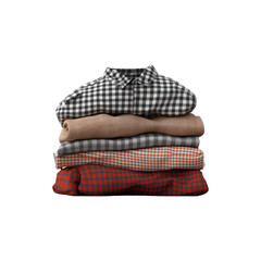 Casual Plaid Shirt and Blue Denim Jeans Outfit Isolated on White Background