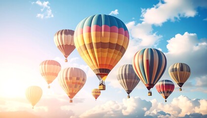 Obraz premium Colorful hot air balloons in a vibrant sky