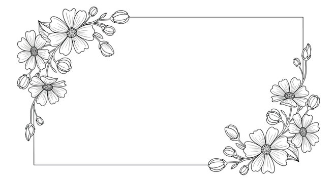 Delicate floral corner accents with elegant blossom details and artistic flourishes for event stationery design