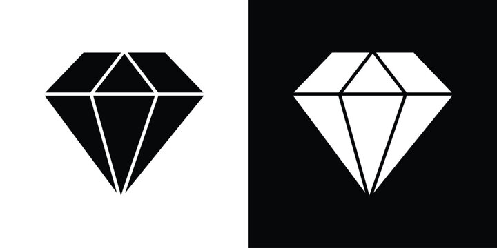 Diamond icons flat vector concept. Black and white illustrations