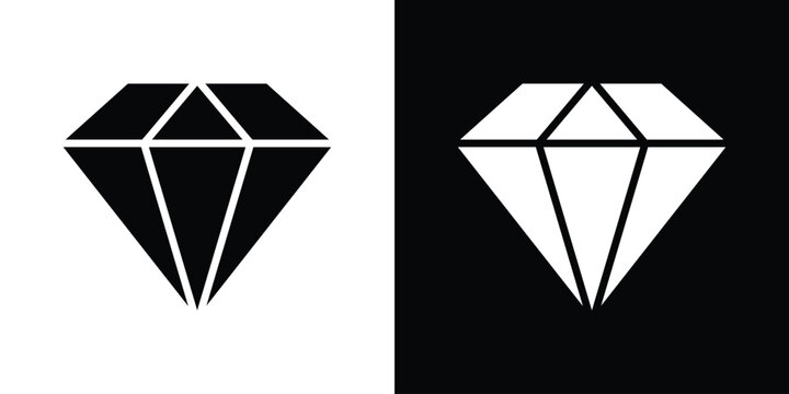 Diamond icons flat vector concept. Black and white illustrations