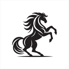 Majestic Black Horse Silhouette in Dynamic Pose.