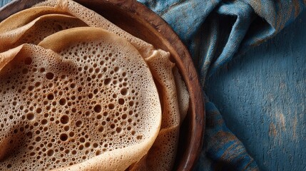Somalia dish Canjeero Sourdough flatbread spongy with holes similar to injera