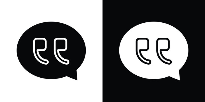 Comment quote icons flat vector concept. Black and white illustrations
