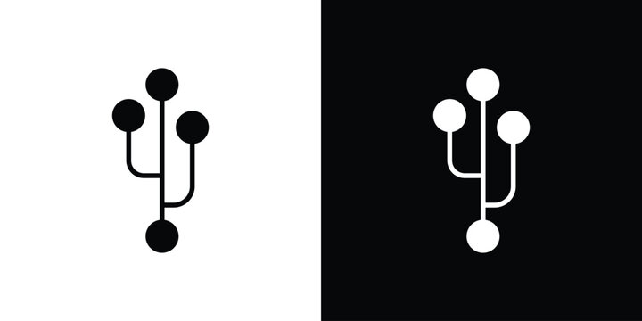 Code branch icons flat vector concept. Black and white illustrations