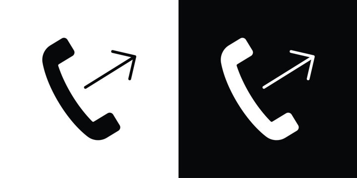 Call outgoing icons flat vector concept. Black and white illustrations