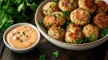 Air Fried Quinoa Balls with Dipping Sauce