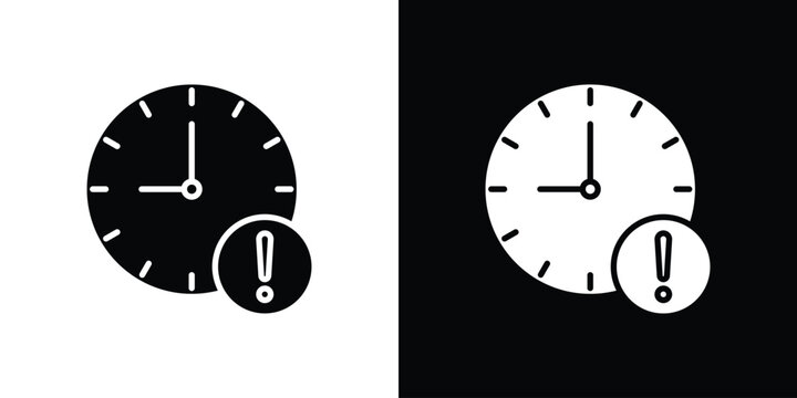 Alarm exclamation icons flat vector concept. Black and white illustrations