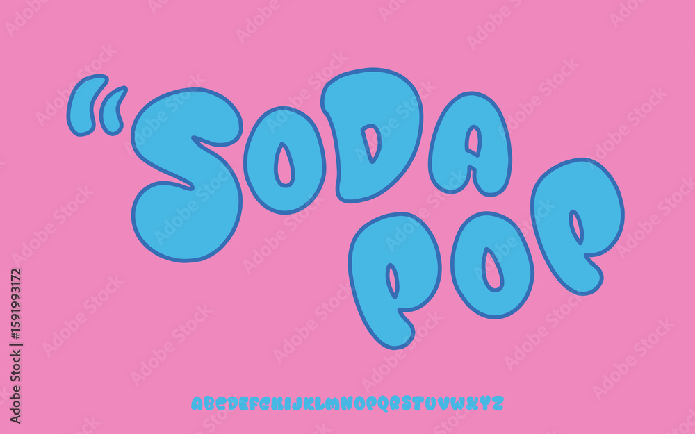 Fototapete elegant bubble font. typeface with balloon effect joy. alphabet. wavy groovy playful letters. typesc