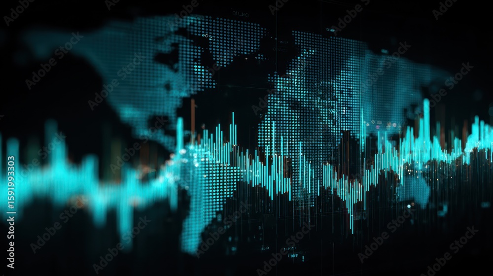 Poster global data visualization with a world map and charts
