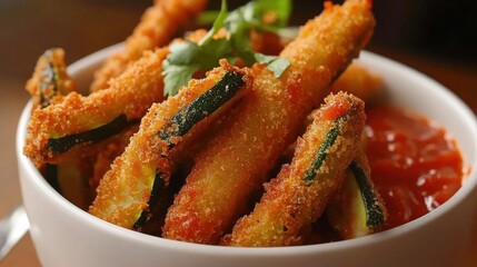 Air-fried Zucchini Sticks with Marinara Sauce