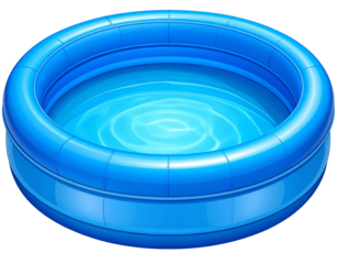 Kids’ Blue Inflatable Pool for Summer Water Play, Transparent Background (2)