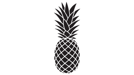Striking Black and White Pineapple Illustration on a Clean White Background