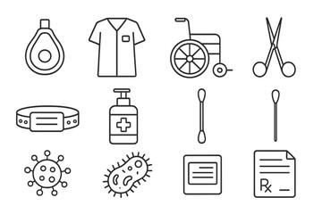Medical and health outline icon set. essential healthcare line icons collection