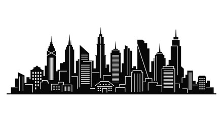 Modern urban metropolis cityscape silhouette buildings structures architecture skyline design elements