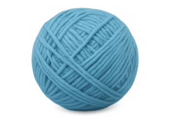 Light blue ball of yarn isolated on transparent background, perfect for hobby and craft projects
