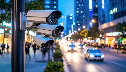 City surveillance cameras at night