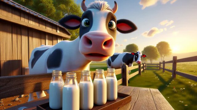 baby cartoon cows on farm 