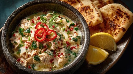 Maldives dish Mas Huni Shredded smoked tuna with coconut onion and chili a creamy pale mixture served with flatbread