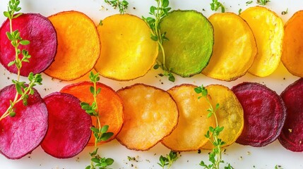 Colorful Air-Fried Beet Chips on a Plate
