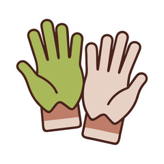 Obraz premium Two gardening gloves in green and beige color for outdoor use 