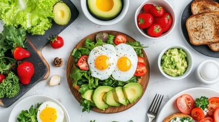 Colorful Brunch Spread with Fresh Ingredients