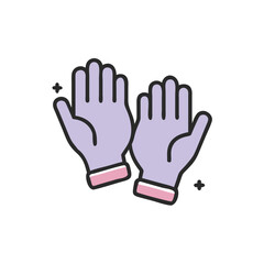 Obraz premium Icon of purple gloves with pink cuffs 