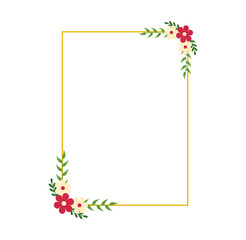 Flat Style Floral Frame with Greenery for Elegant Label or Packaging Design