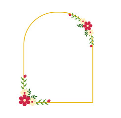 Obraz premium Flat Botanical Border with Flowers and Leaves for Wedding Invitations and Greeting Cards